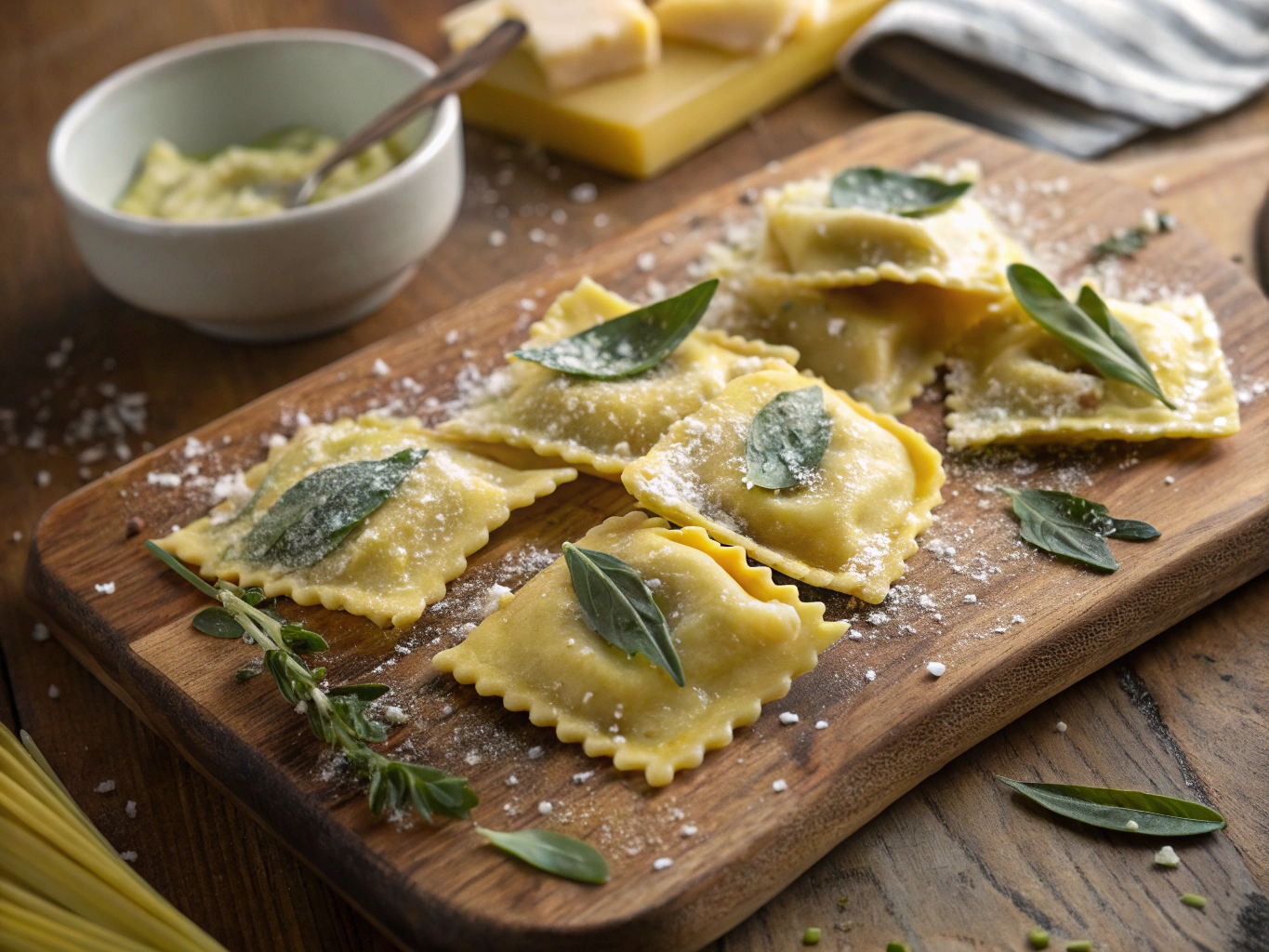 Handcrafted agnolotti with glossy jus reduction