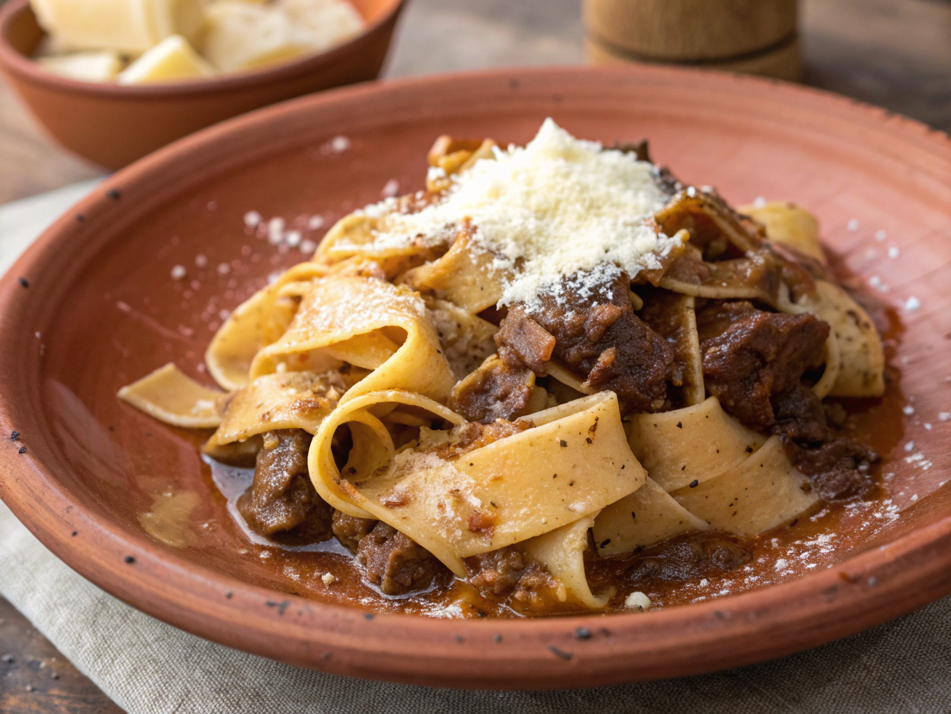 Tuscan pappardelle with slow-simmered wild boar ragu